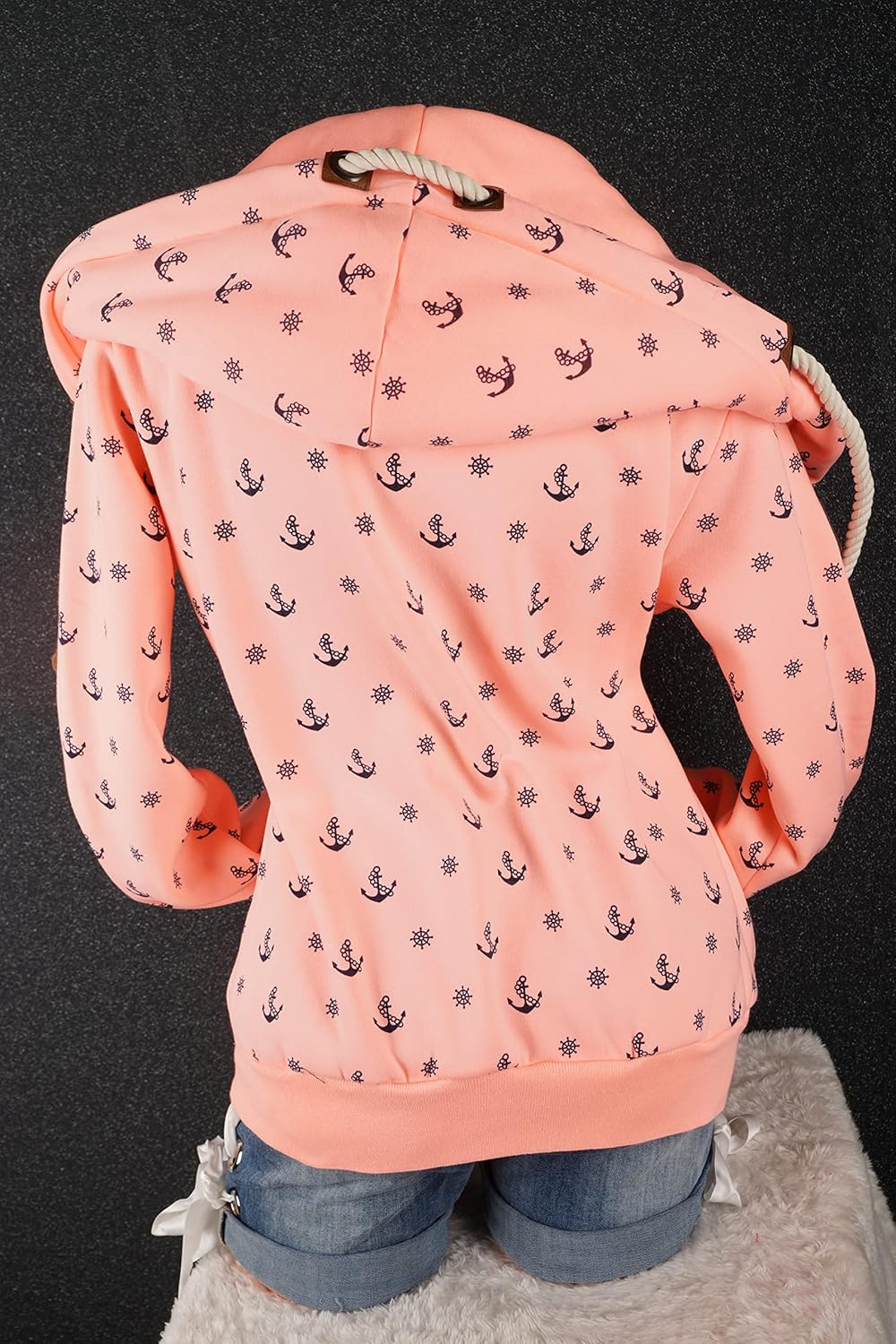 VIN TE Damen Sweat Jacke XXL Kapuze Hoodie Übergangsjacke Fleece gefüttert schräger Reissverschluss