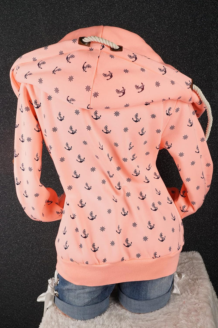 VIN TE Damen Sweat Jacke XXL Kapuze Hoodie Übergangsjacke Fleece gefüttert schräger Reissverschluss