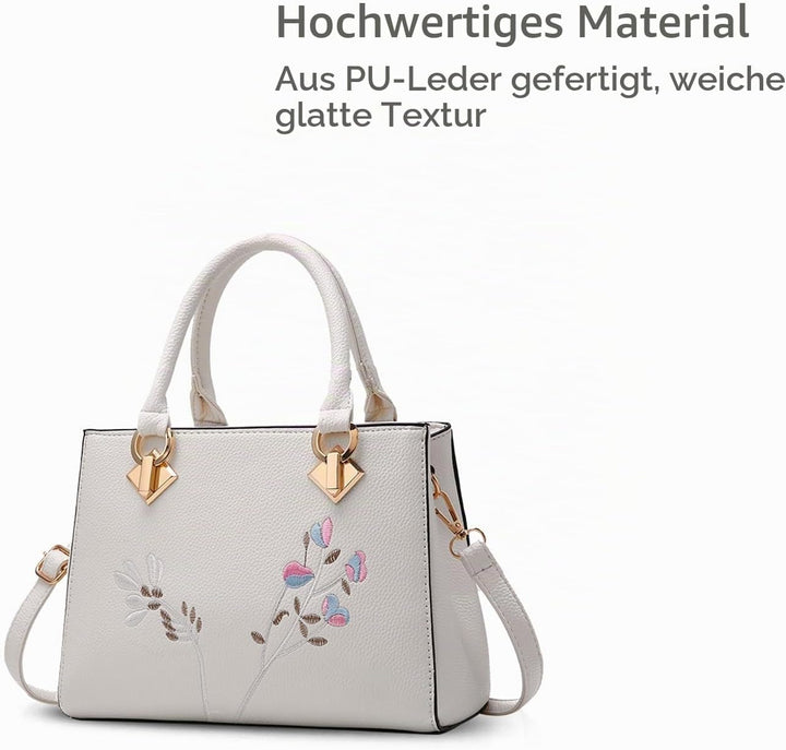 NICOLE &amp; DORIS Retro Women Top Handle Handbags Tote Purse Shoulder Bag Crossbody Bag PU Leather Weis
