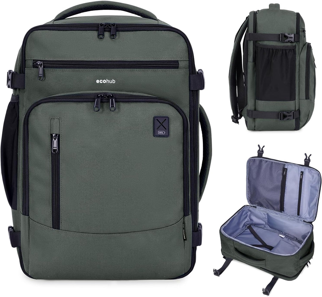 ECOHUB Rucksack 40x20x25 für Ryanair Flugzeug Reiserucksack Handgepäck Gepäck Laptop Daypacks PET-Re