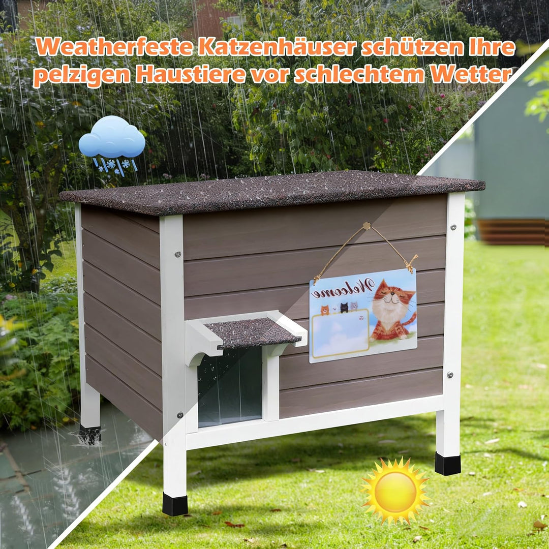 HiCaptain 100% Vollisoliert Katzenhaus mit 6-Seiten Schaum,Wetterfeste Katzenhütte draussen für mehr