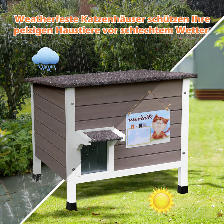 HiCaptain 100% Vollisoliert Katzenhaus mit 6-Seiten Schaum,Wetterfeste Katzenhütte draussen für mehr