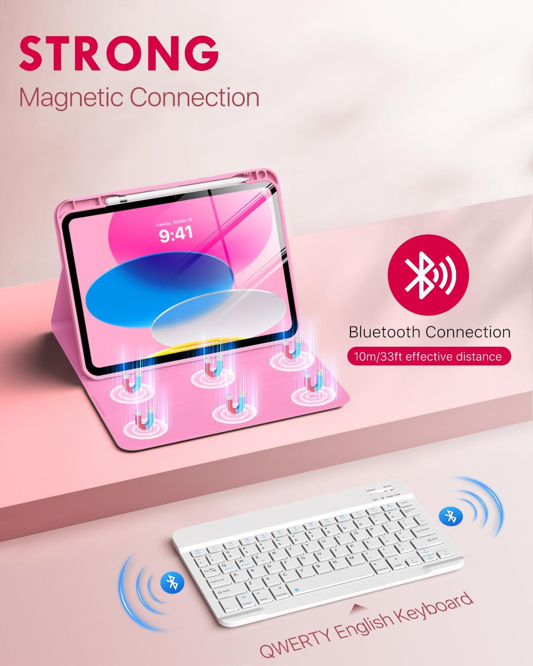 MoKo Hülle mit Tastatur für iPad A16 11 Generation 2025/10 Generation 2022(11/10.9 Zoll),TPU Schutzh