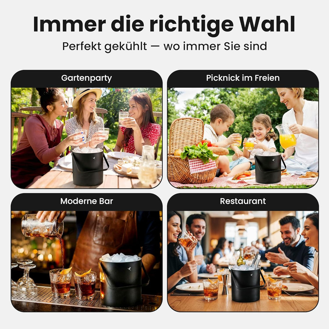 Beyond Eiswürfelbehälter mit Deckel und Zange 100% bpa frei aus Edelstahl - Eiswürfelkühler, doppelw