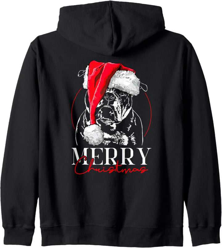 Santa Old English Bulldog Merry Christmas Weihnachten Hunde Kapuzenjacke