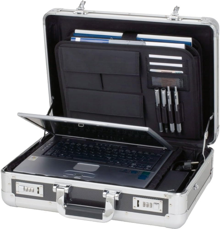 ALUMAXX 45140 Laptop-Attachékoffer C-1, Aktenkoffer aus Aluminium, Geschäftskoffer Carbon-Look, Alu-