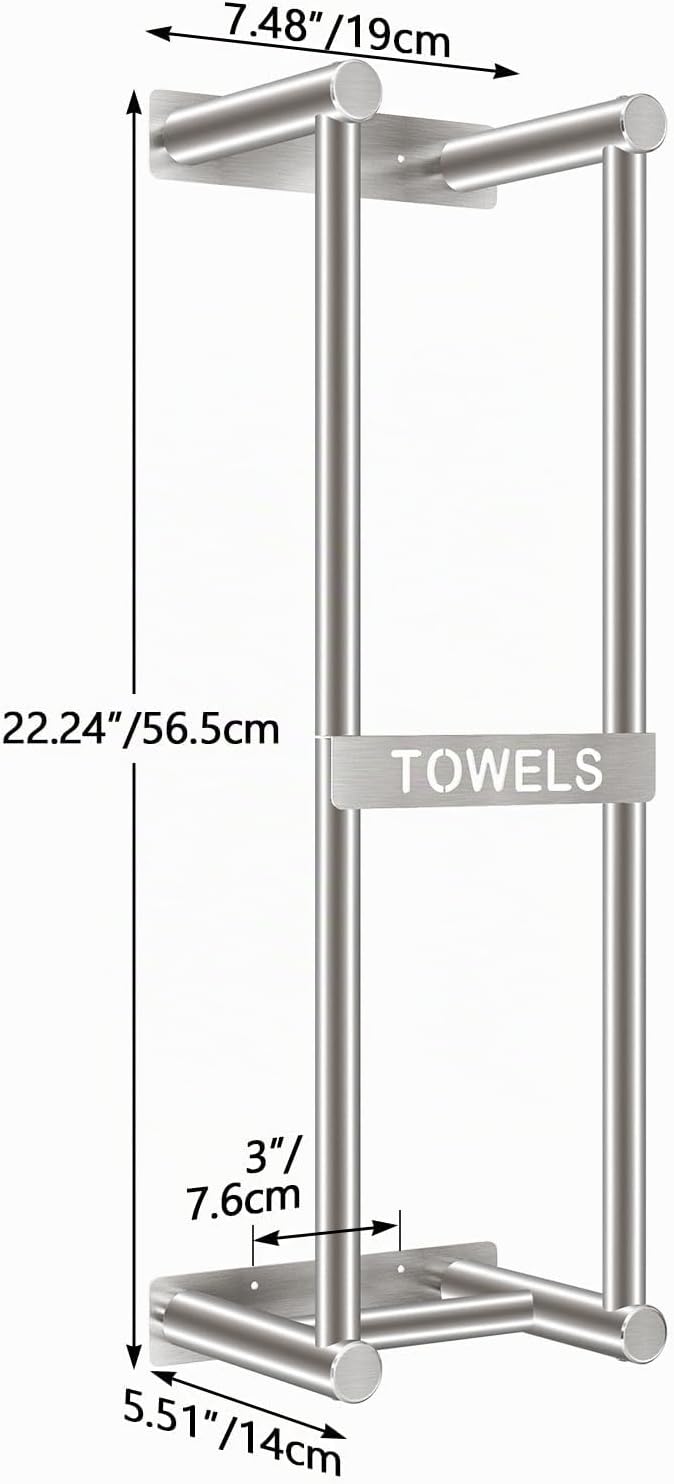 STWWO Handtuchaufbewahrung für kleines Badezimmer, 55,9 cm, Handtuchhalter für Badezimmer, kann 4 gr