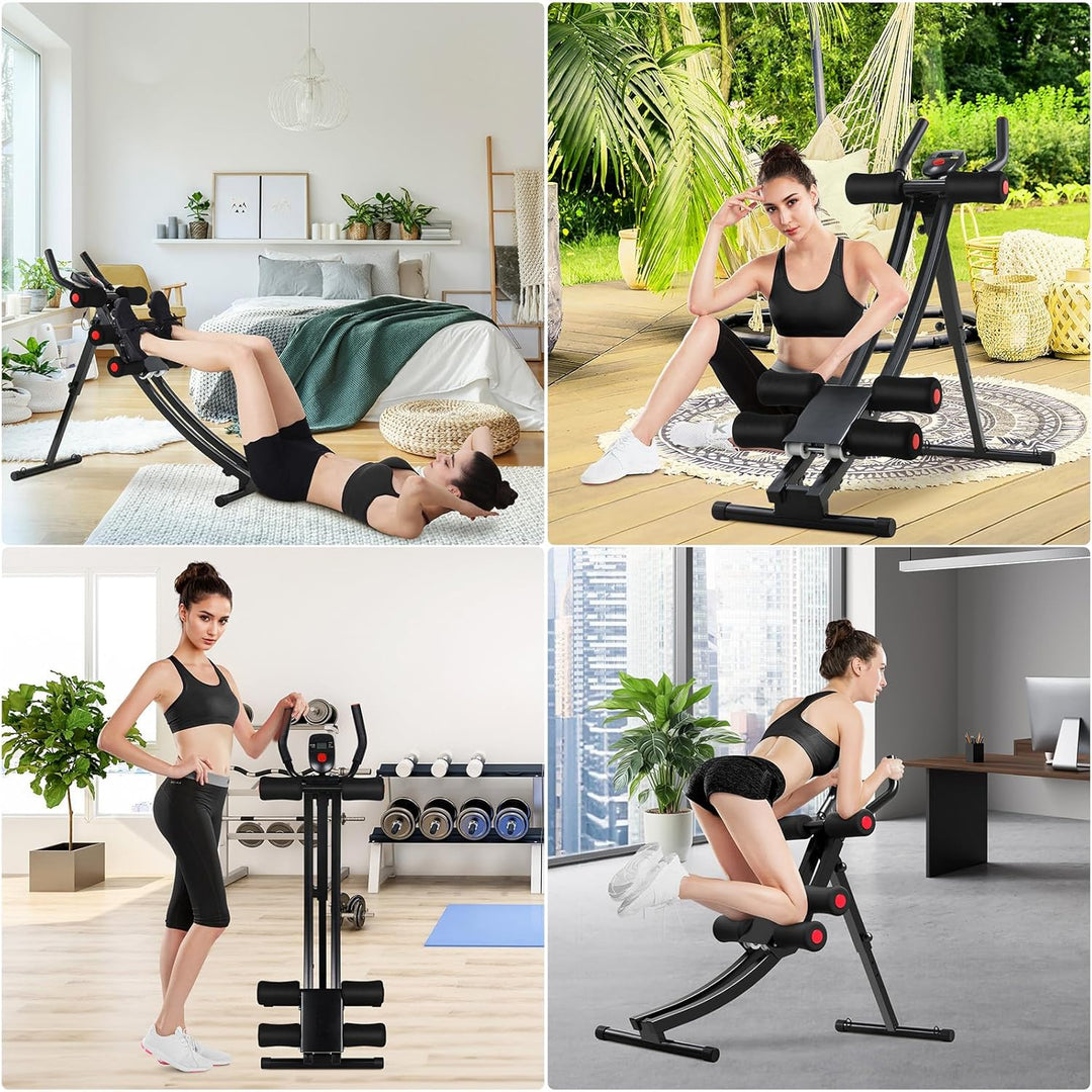 LIFERUN Bauchtrainer für zuhause, Klappbar und Platzsparend, mit LCD-Monitor, 4 stufigem Widerstand,
