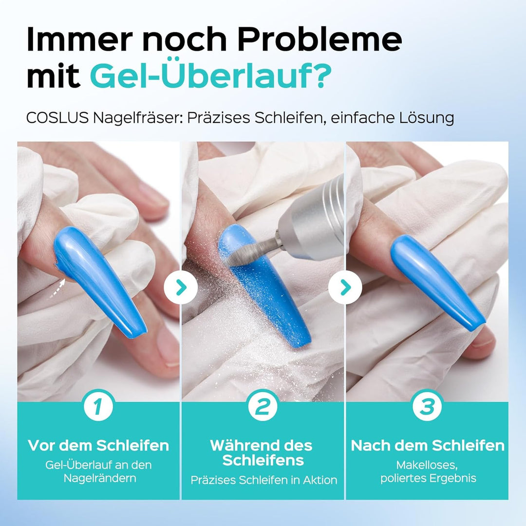 COSLUS E50 Nagelfräser Professionell Set 35000 U/min: Nagelfräser für Gelnägel Elektrische Nagelfeil