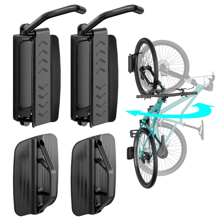 2er-Packung Fahrradhaken für die Garage, robuste, schwenkbare Wandhalterung für Fahrräder, Tragkraft