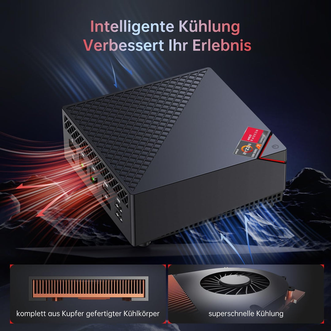 ACEMAGICIAN AM06 Pro Mini PC, AMD Ryzen 7 5825U (8C/16T, bis zu 4.5Ghz),32GB DDR4 1TB M.2 SSD Mini C