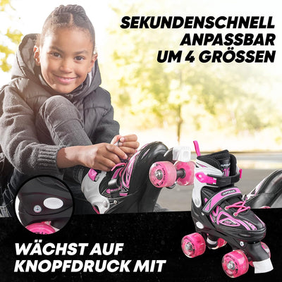 Apollo Super Quad X Pro | verstellbare Rollschuhe für Kinder | komfortable, grössenverstellbare LED