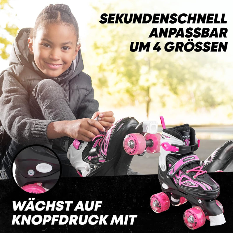 Apollo Super Quad X Pro | verstellbare Rollschuhe für Kinder | komfortable, grössenverstellbare LED