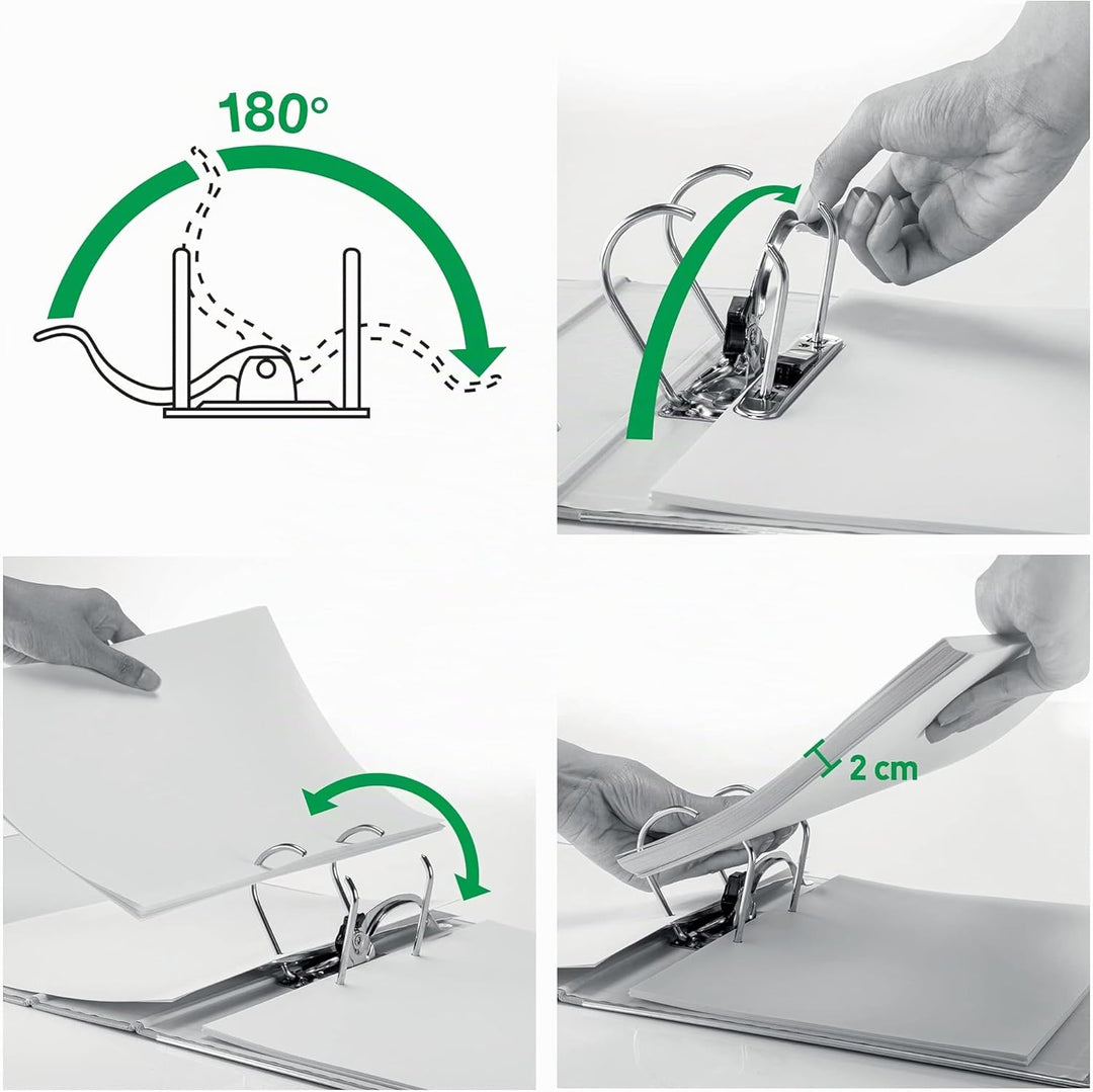 Leitz Qualitäts-Ordner 180° Plastik, das Original, DIN A4 Aktenordner 8 cm breit, 90% Recycling-Kart