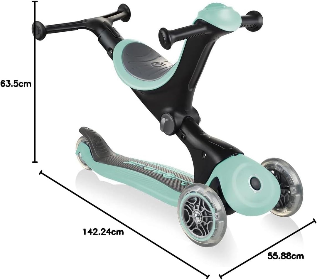 Globber Unisex Jugend Go•up Deluxe – Skalierbarer Tretroller mit 3 Rädern und Sitz für Kinder Von 15