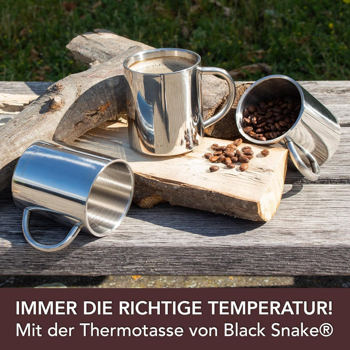 Black Snake® Camping-Thermobecher | Edelstahl-Tasse zum Campen | Outdoor-Thermotasse 300 ml | Set au