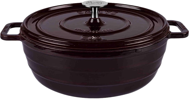 Sallys 'Ela' Deluxe Gusseisentopf - Robustes und Hochwertiges Kochjuwel für Perfektes Garen (Plum Pu