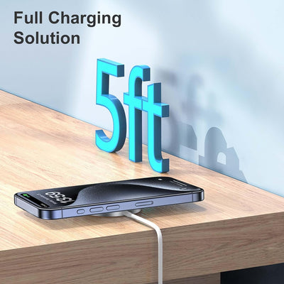 Mag Safe Ladegerät, 3 in 1 Wireless Charger mit 1.5m USBC Kabel, Magnet Induktive Kabellose Ladestat