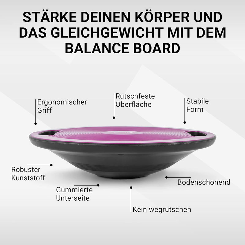 MSPORTS Balance Board Premium 40 cm Durchmesser inkl. Übungsposter und Work Out App GRATIS - Therapi