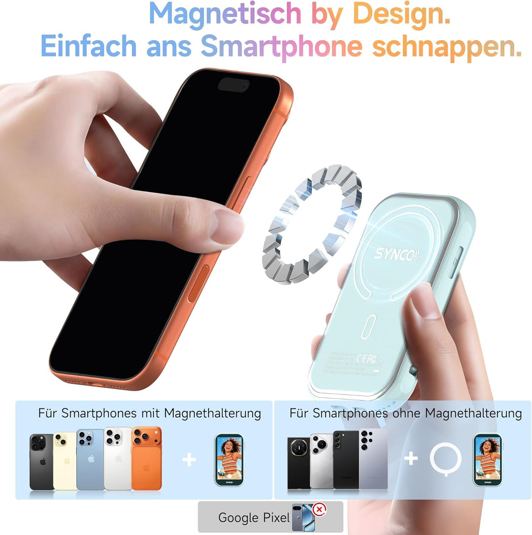 SYNCO XView AI AI Gesture Handy Selfie Monitor, Magnetischer 4K Rückkamera Vlog Monitor für iPhone &amp;