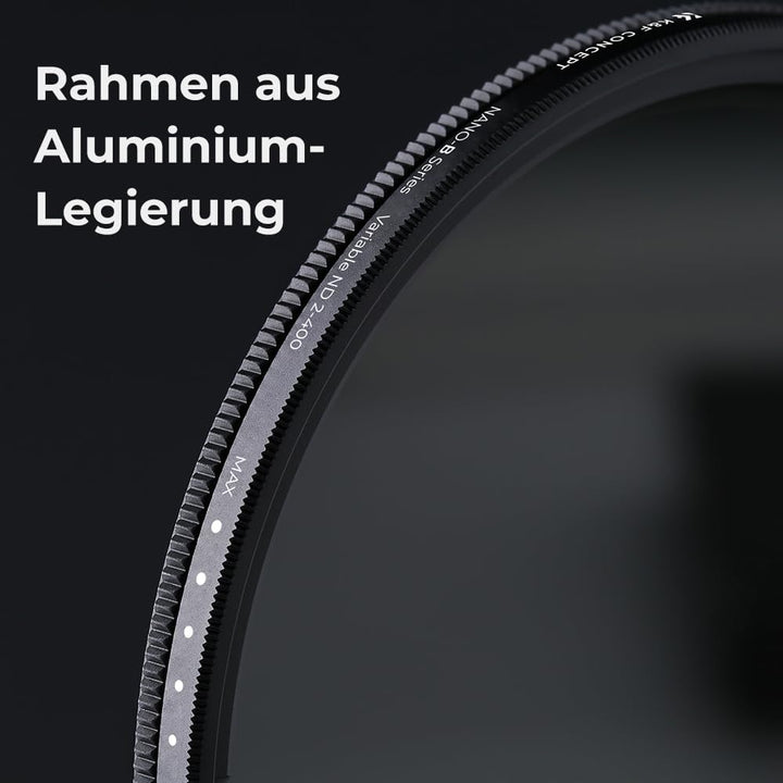 K&F Concept B-Serie 77mm ND Filter Variabler ND2-ND400 (1-9 Stop) Slim Neutral Graufilter, 77mm