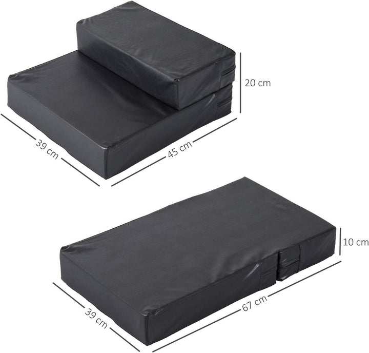 PawHut Tiertreppe Tierunterlage Klappbar Hundetreppe Treppe Unterlage für Katzen und Hunde Schwarz L