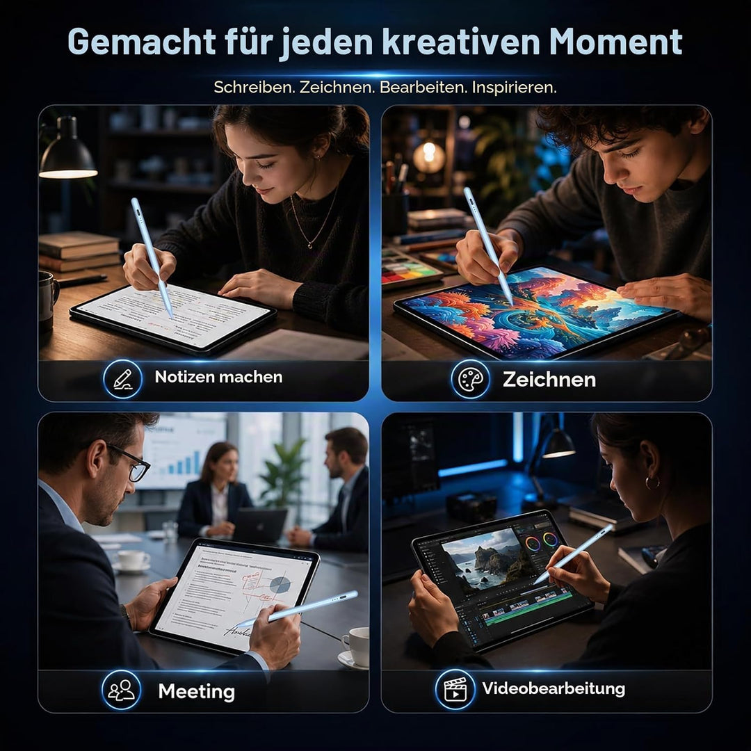 Stift für iPad 2018-2023, HATOKU Pencil für iPad mit Tilt Sensitivity & Palm Rejection, Magnetischer
