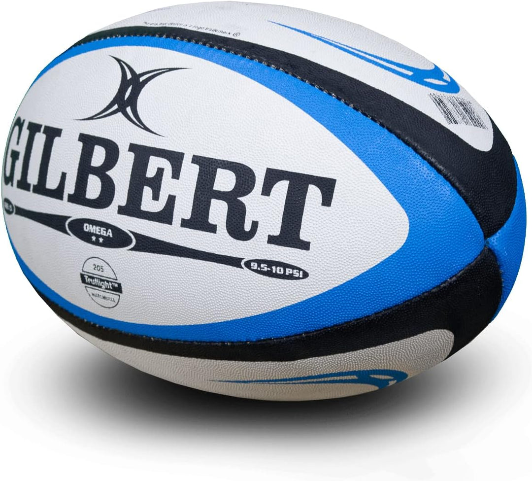 Gilbert Omega Match Rugbyball für Herren Size 5 blau / schwarz, Size 5 blau / schwarz