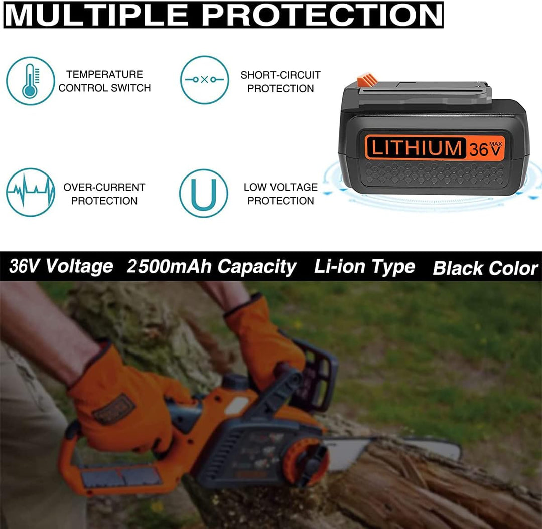 DTK 2.5Ah 36V Ersatzakku Für Black+Decker Kompatibel Mit BL20362 BL2536 LBX2040 LBXR36 LBX1540 LBX25