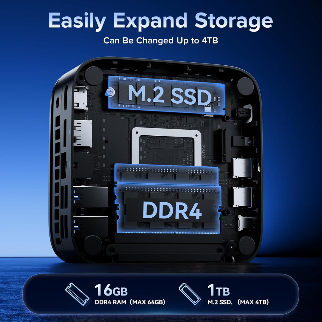 NiPoGi AK1PLUS Mini PC Ιntel Alder Lake Ν97(Bis zu 3,6GHz,4C/4T)16GB DDR4/1024GB M.2 SSD,Mini Comput