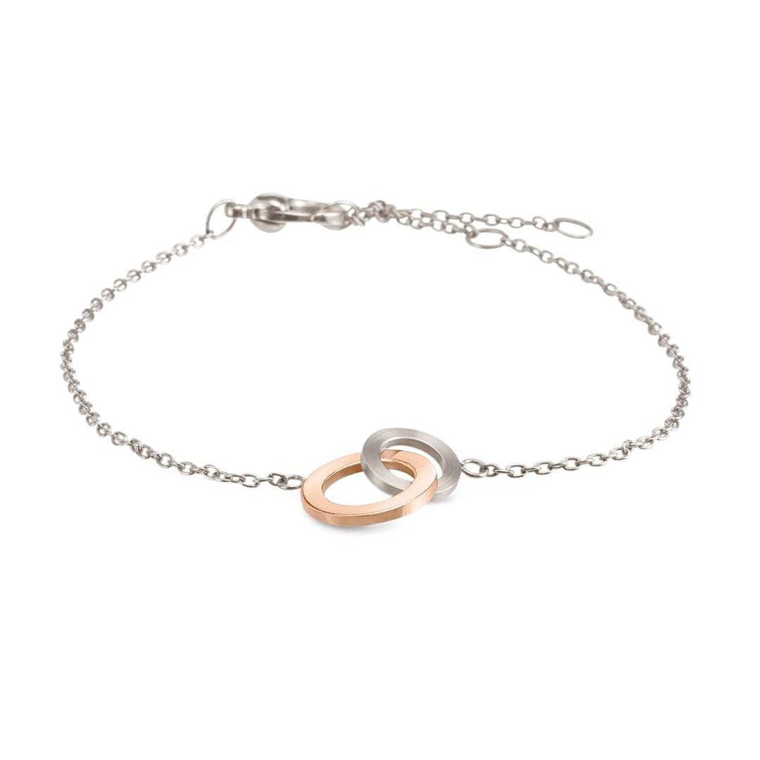 Boccia Damen Armband aus Titan in der Farbe Silber/Rosegold, antiallergen, 21cm, 03029-02