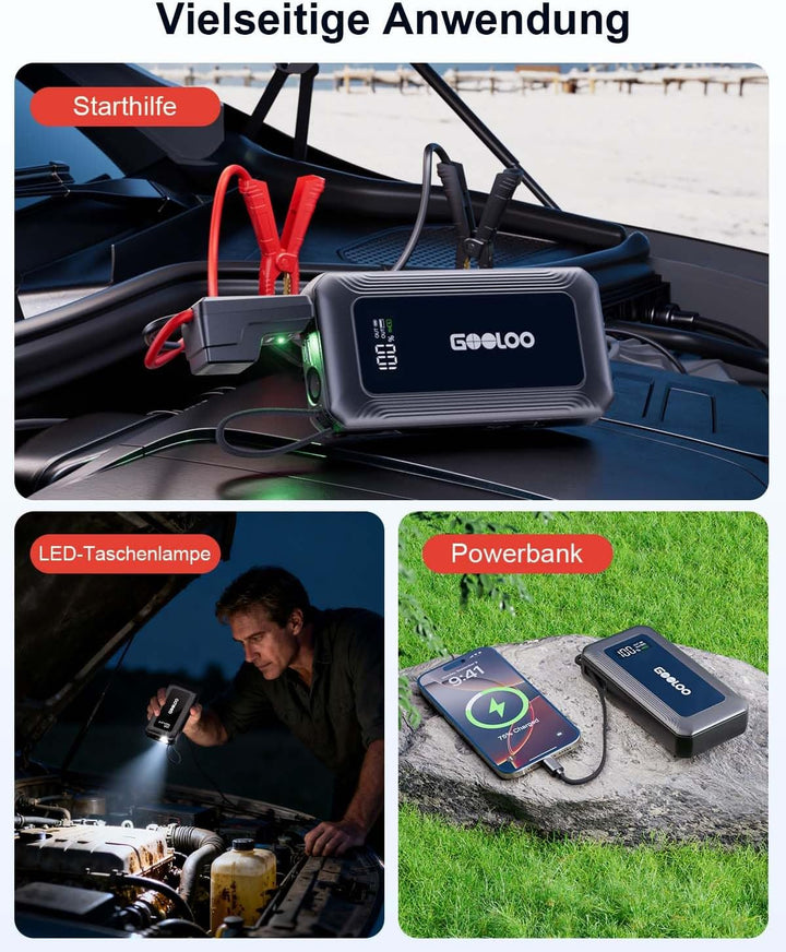 GOOLOO G7 Starthilfe Powerbank für pkw, 3000A Tragbare Starter Powerbank mit 45W USB-C Schnellladung