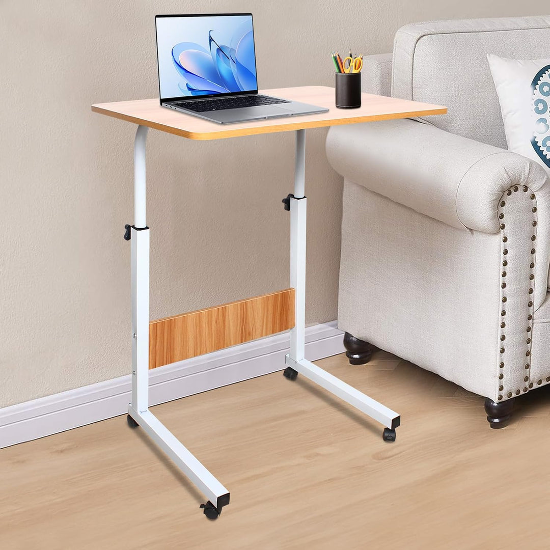 Höhenverstellbarer Laptop-Tisch, Beistelltisch mit 4 Rollen, Stehpult, Schreibtisch Klein, Überbett-
