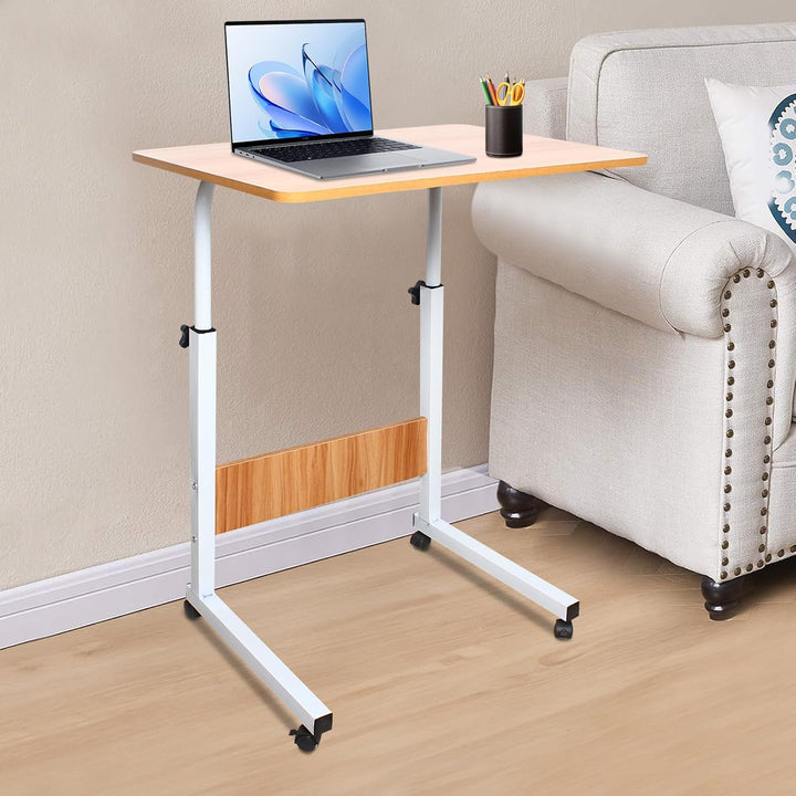 Höhenverstellbarer Laptop-Tisch, Beistelltisch mit 4 Rollen, Stehpult, Schreibtisch Klein, Überbett-