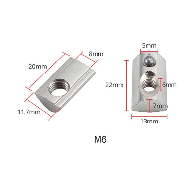 100x Nutensteine Nut8 M6 mit Zentrierung Kugel, EYPINS Nutensteine T-Nut Schrauben Gewinde mit Steg