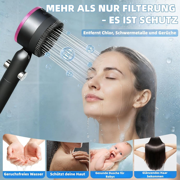 Duschkopf mit Filter,Duschbrause mit Schlauch,Handbrause mit Stoppfunktion,Hochdruck Handbrause mit