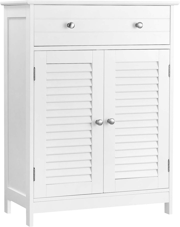 VASAGLE Badezimmerschrank, Badschrank, 60 x 30 x 80 cm, Aufbewahrungsschrank mit 2 Lamellentüren, Sc