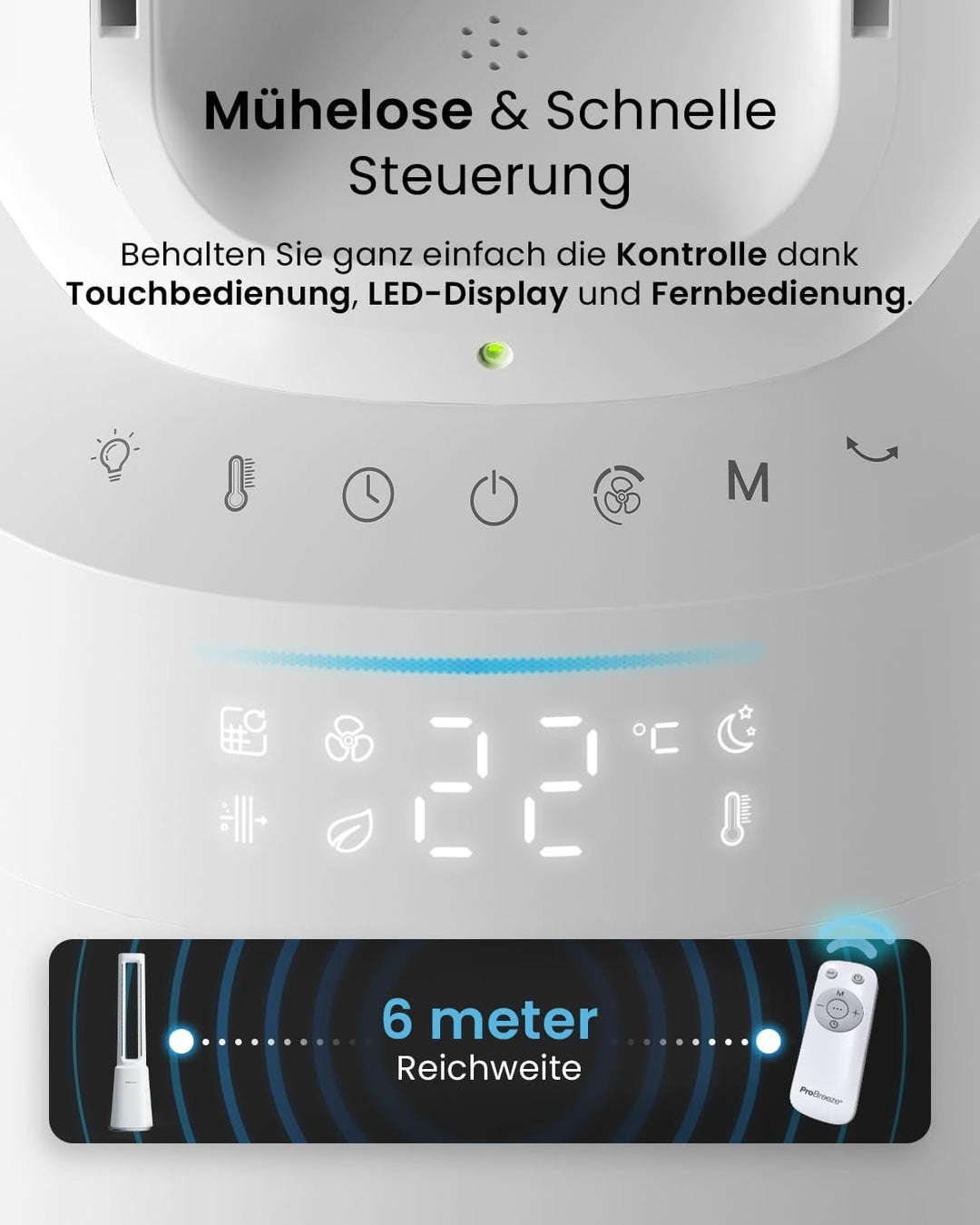 Pro Breeze 105cm rotorloser Ventilator mit Luftreiniger, Turmventilator sehr leise mit Fernbedienung