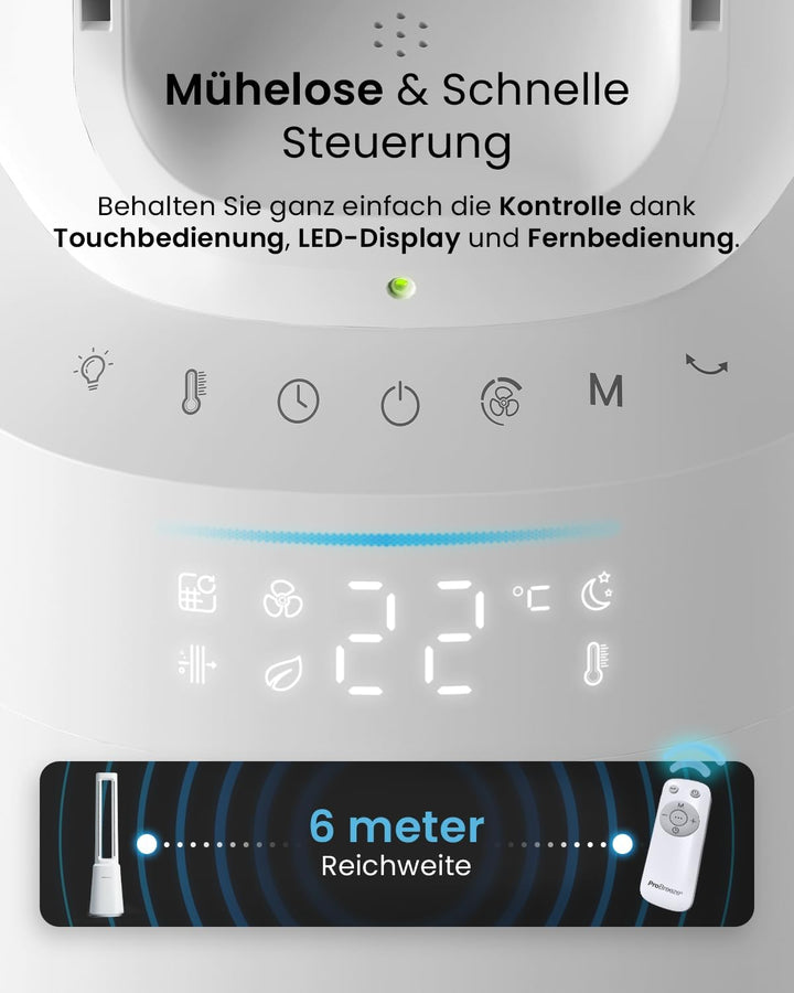 Pro Breeze 105cm rotorloser Ventilator mit Luftreiniger, Turmventilator sehr leise mit Fernbedienung