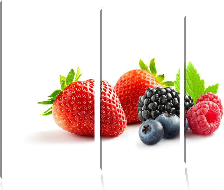 Pixxprint Frisches Obst 3-Teiler Leinwandbild 120x80 Bild auf Leinwand