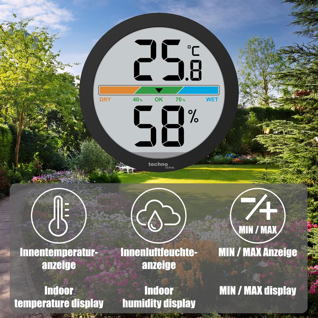 Technoline WS9418 Mini Thermo-Hygrometer, Raumklimastation mit Temperatur, Luftfeuchte und farbige R