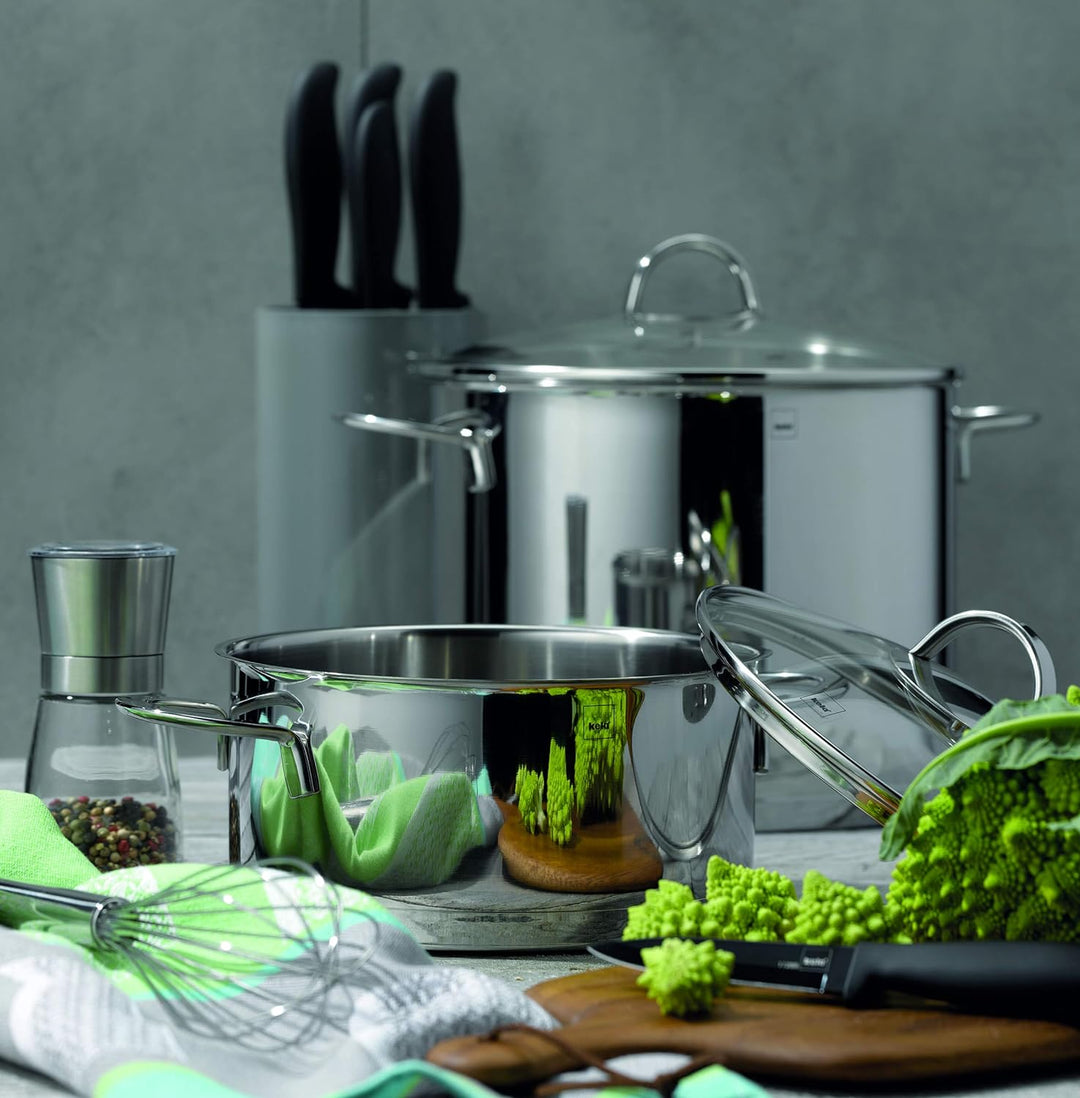 Kela 10964 Stielkasserolle, 1,5 l Fassungsvermögen, 16 cm Durchmesser, 18/10 Edelstahl mit Glanzopti