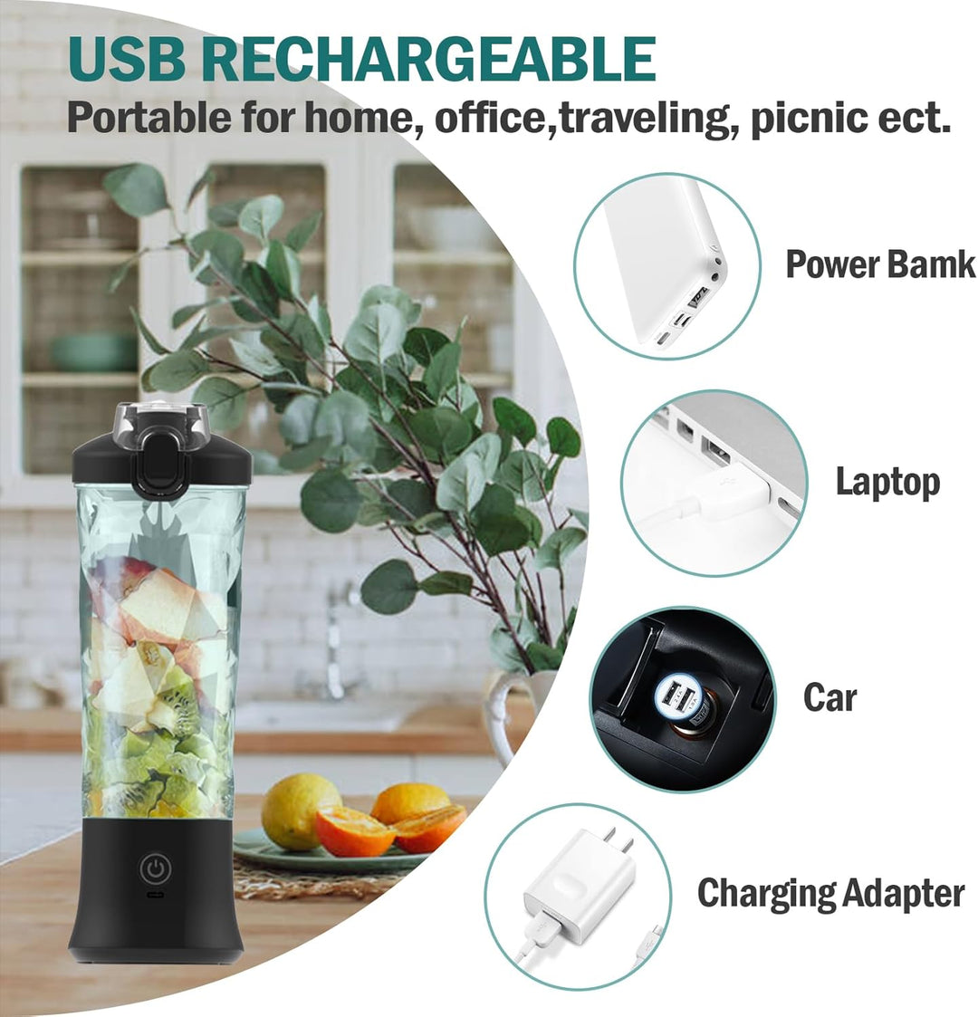 Idota Tragbarer Mixer 600ml, Mini Mixer Smoothie Maker mit 6 Klinge, USB Wiederaufladbar Portable Bl