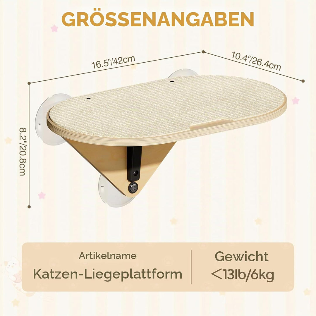 EDAGNY Katzenfenstersitzstange, Katzenkratzbaum und Katzenplattform mit starken Saugnäpfen für Hausk
