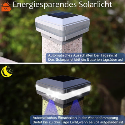 FVTLED 4er Solar Zaunbeleuchtung Pfostenkappe für Mehrere Grössen 7x7,8x8,9x9,10x10 Standardpfosten