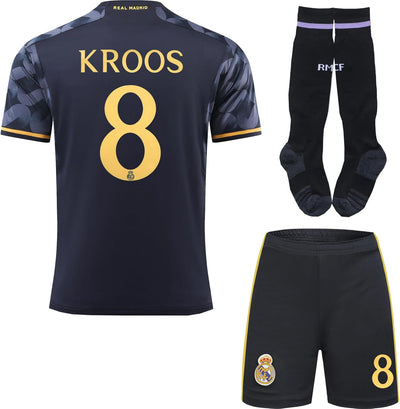 PraiseLight R. Madrid Toni Kroos #8 Heim Kinder Trikot 2023/2024 Fussball Shorts Socken Set Jugendgr