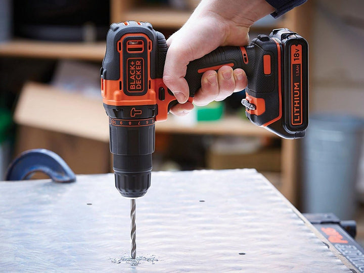 Black + Decker Akkuschrauber, 18 V, schwarz, BDCHD18 Bohrer, Bohrer