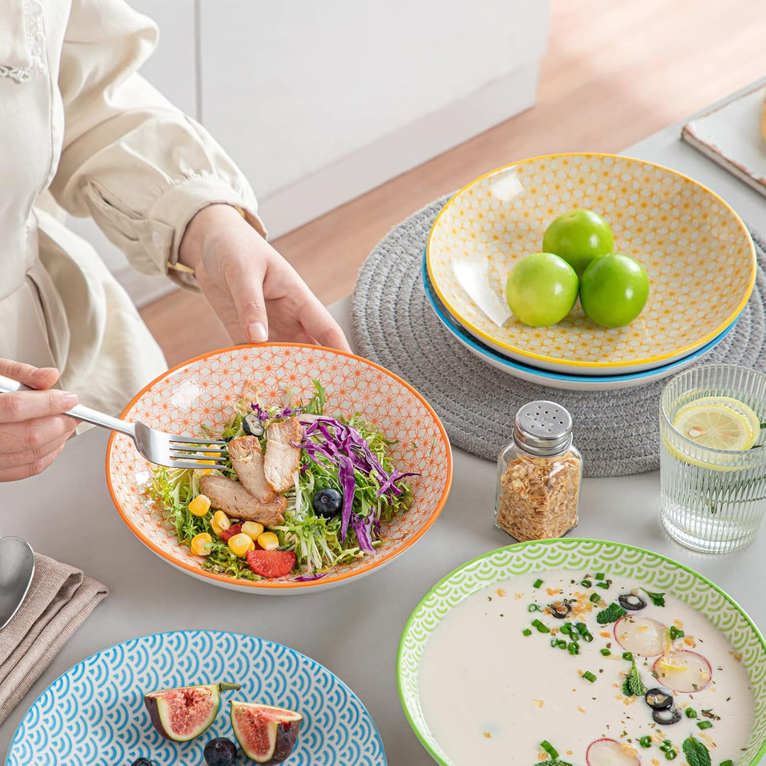vancasso Natsuki 4-teilig Porzellan Suppenteller, Ø 21,2 cm Tiefteller Mehrfarbig 4-teilig Suppentel