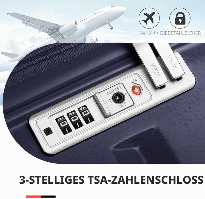 KONO Gepäck-Sets Kofferset 2 Teilig Mittelgross Koffer mit Beautycase (62cm+Kosmetikkoffer, Dunkelbl