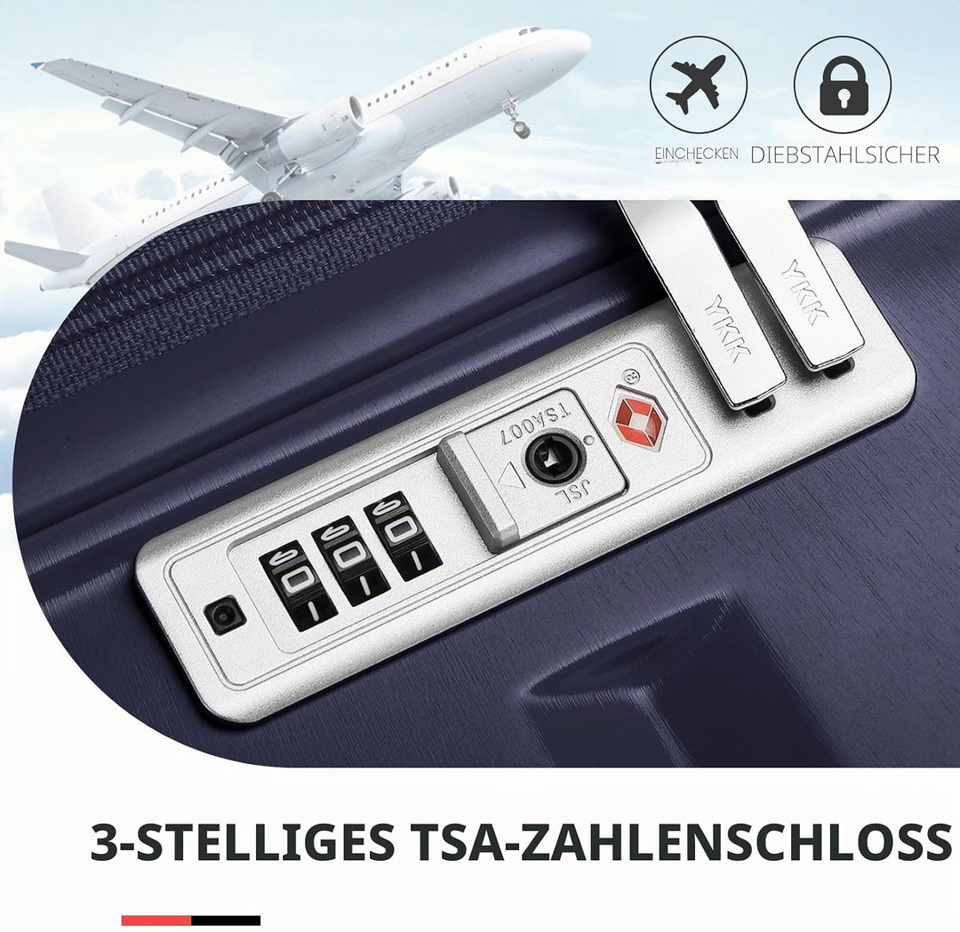 KONO Gepäck-Sets Kofferset 2 Teilig Handgepäck Koffer mit Beautycase (54cm+Kosmetikkoffer, Dunkelbla